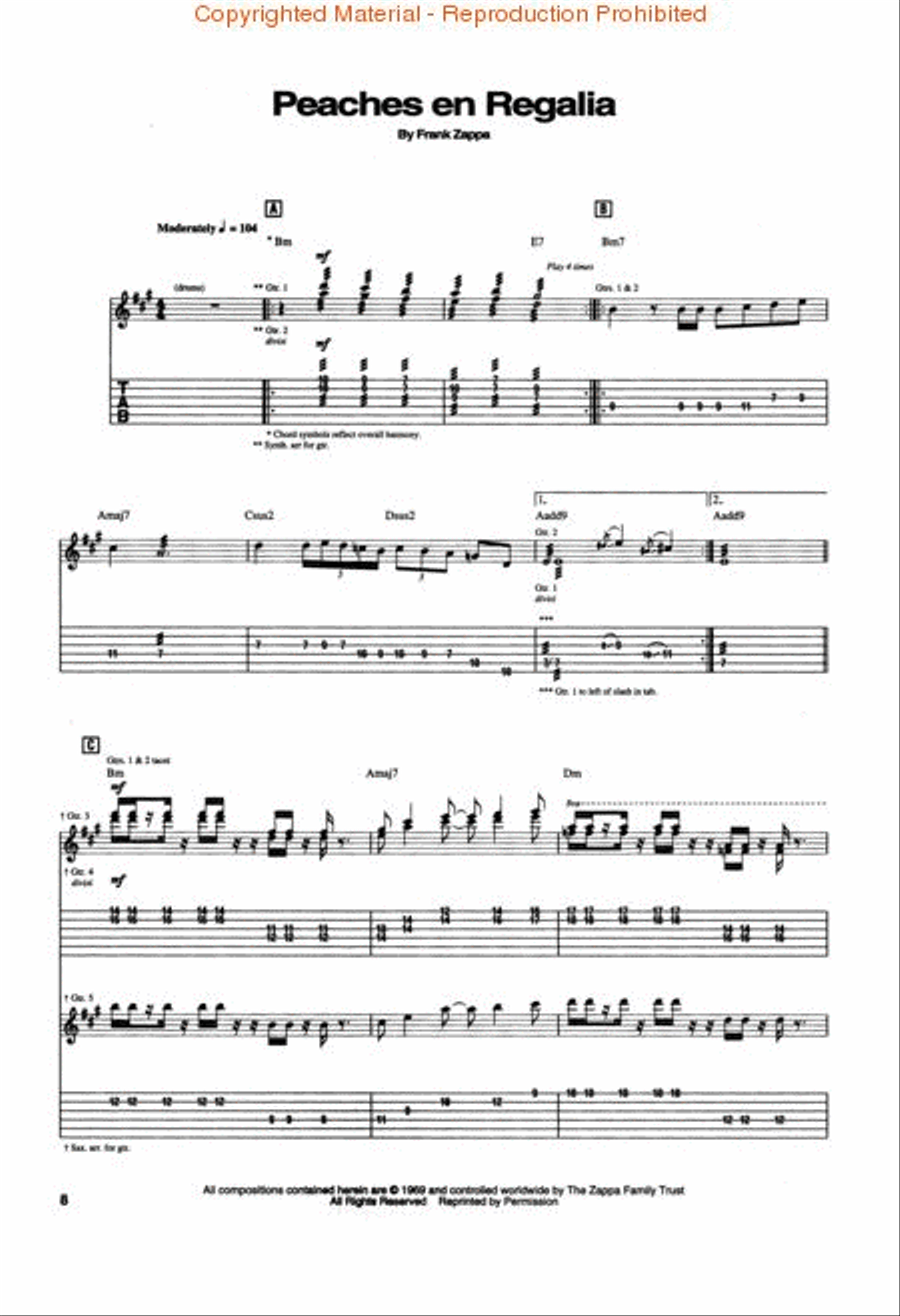 Frank Zappa – Hot Rats Electric Guitar scores gallery preview page 2