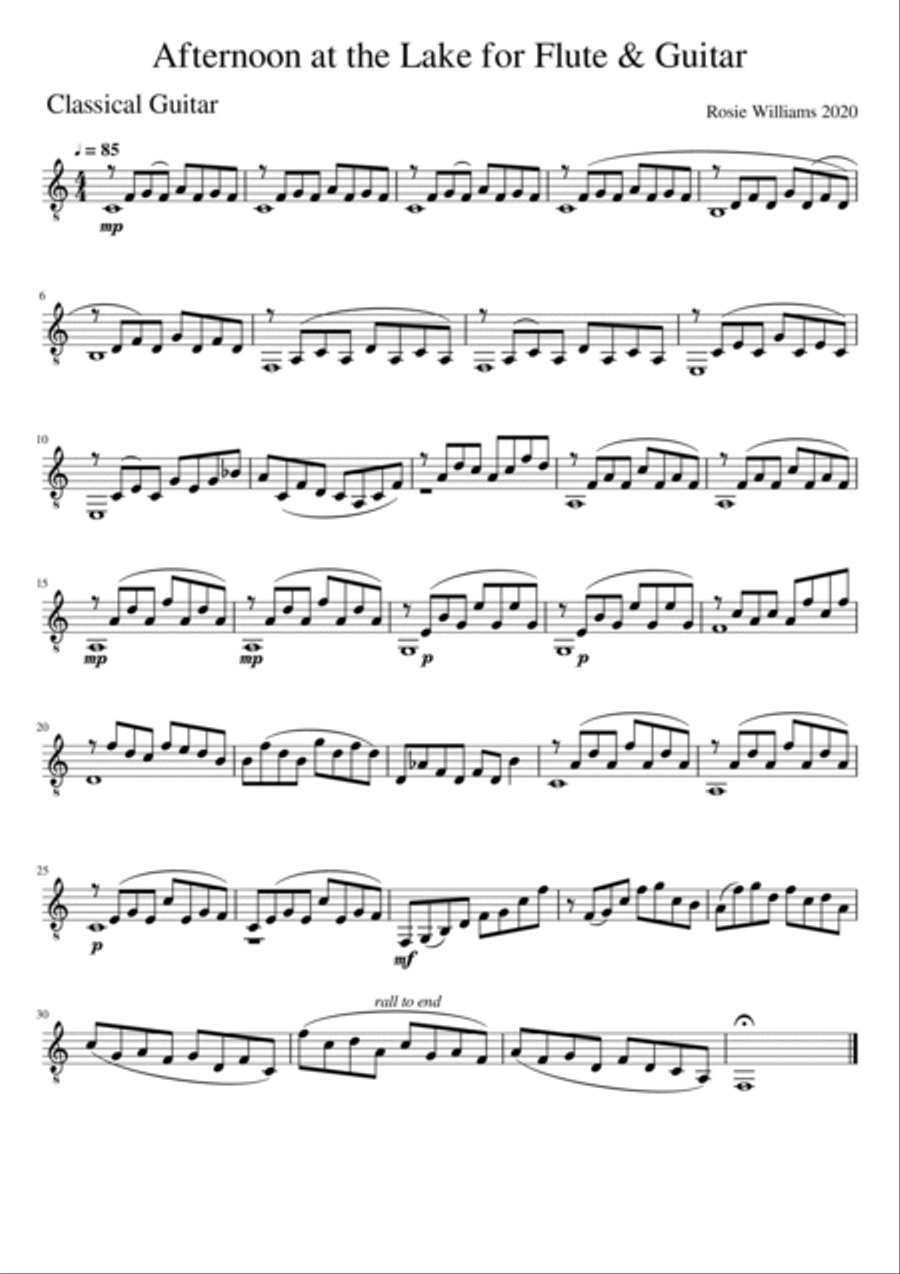 Afternoon at the Lake for Flute & Guitar Flute scores gallery preview page 4
