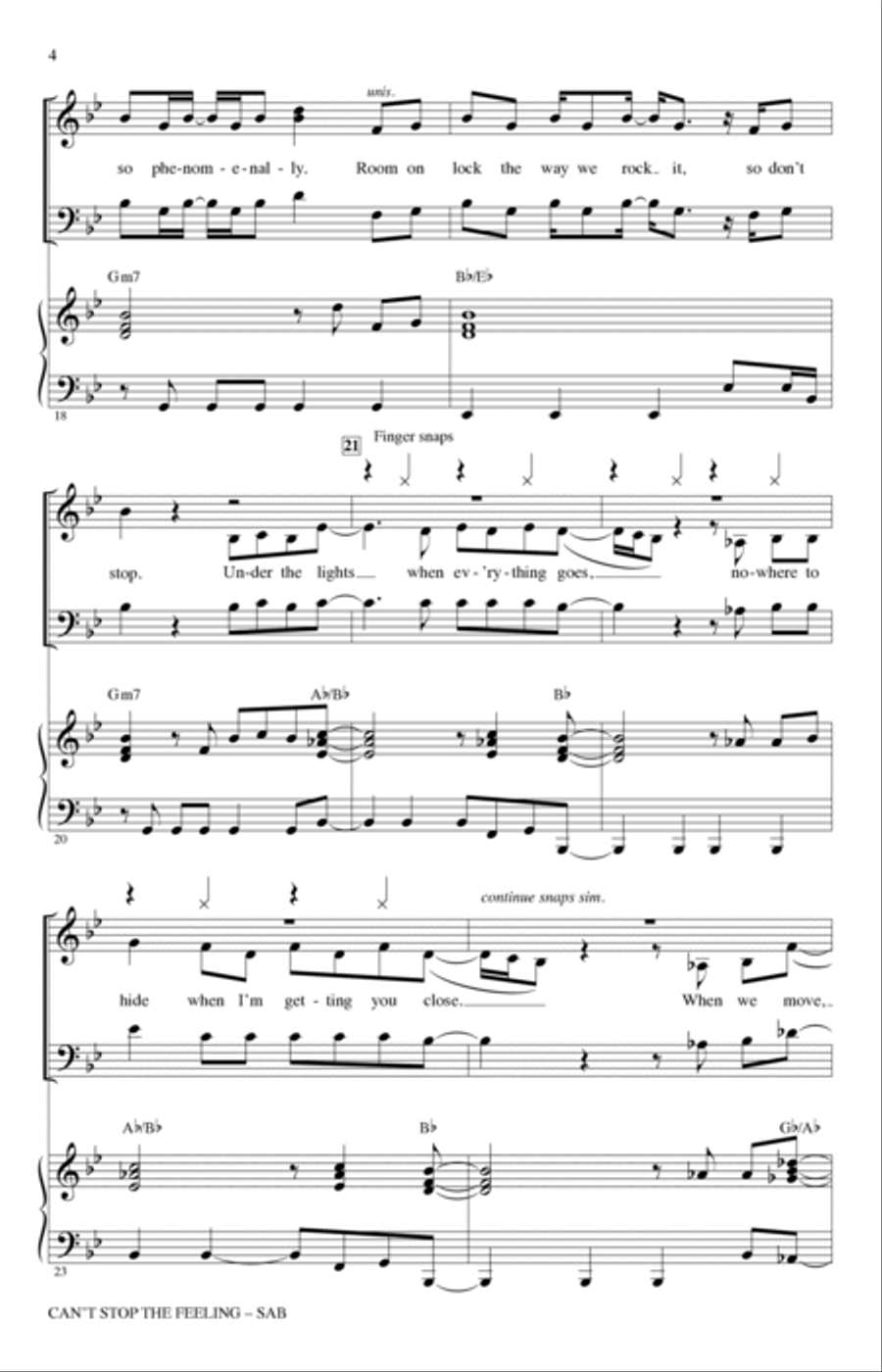 Can't Stop The Feeling (from Trolls) (arr. Mac Huff) 3-Part scores gallery preview page 3