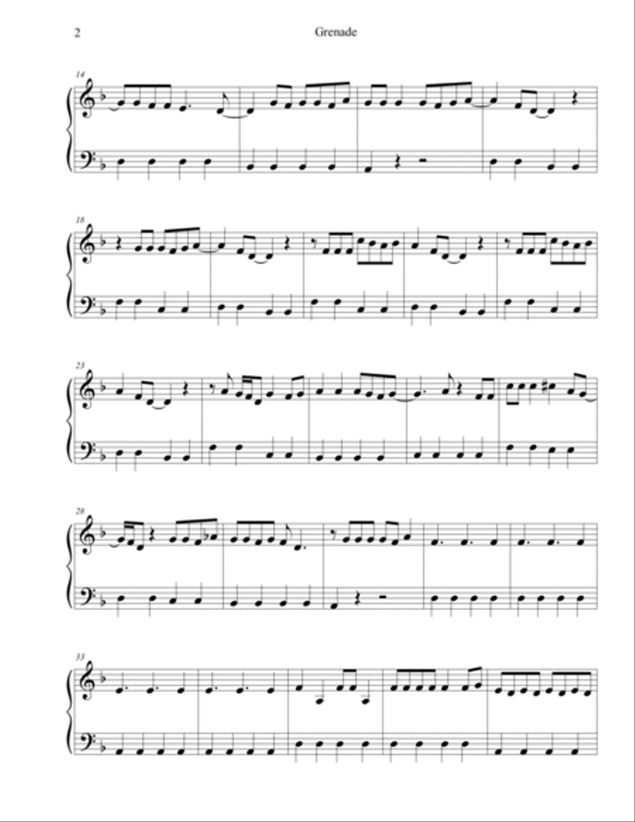 Grenade Grenade Easy Piano scores gallery preview page 2