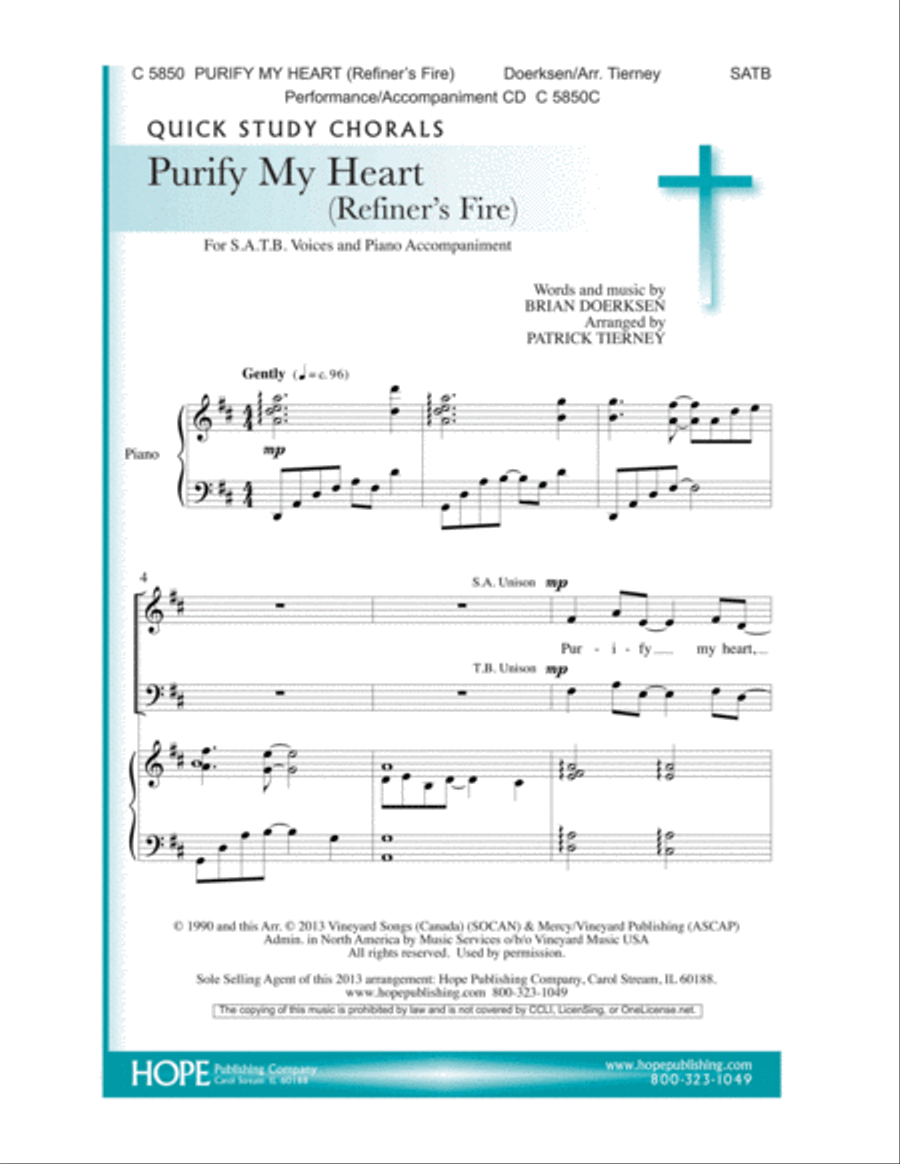 Purify My Heart (Refiner's Fire) 4-Part scores gallery preview page 2