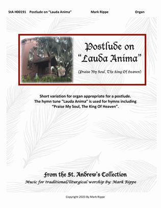 Book cover for Postlude on "Lauda Anima" (Praise My Soul, The King Of Heaven) StA OV00191