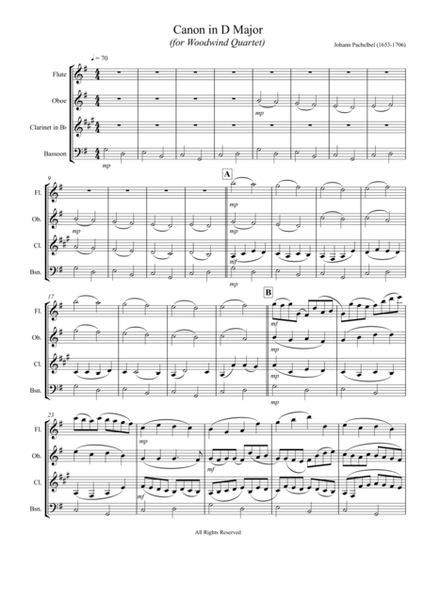 Pachelbel - Canon in D for Woodwind Quartet