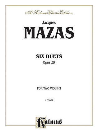 Book cover for Six Duets, Op. 39