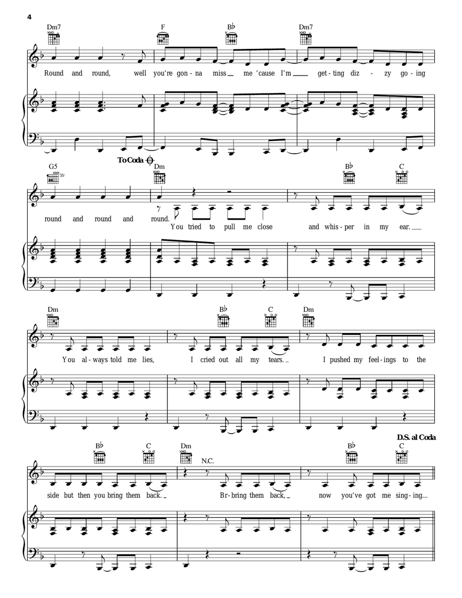 Round And Round Piano, Vocal, Guitar scores gallery preview page 4
