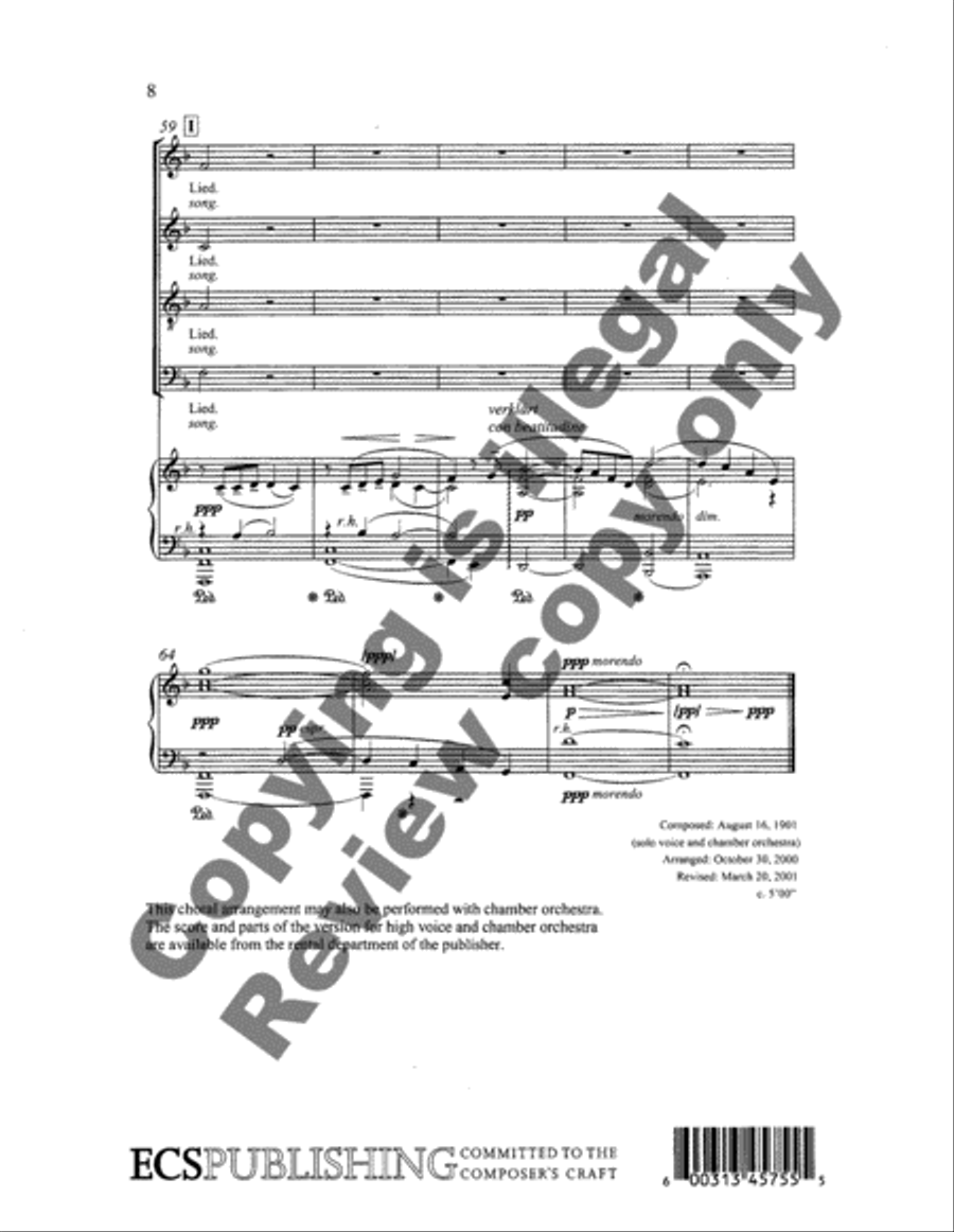 Ich bin der Welt abhanden gekommen: (Into This World I Came As a Lost One) 4-Part scores gallery preview page 13