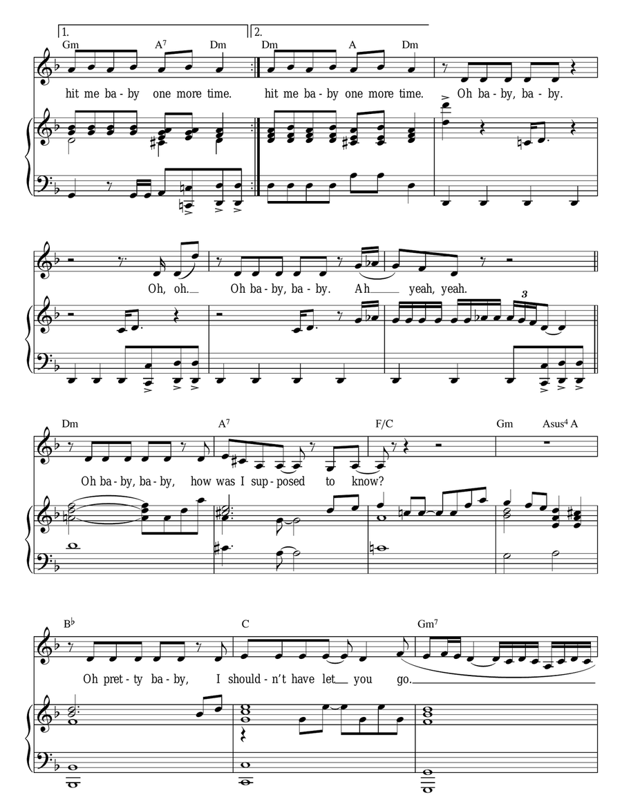 ...Baby One More Time Piano, Vocal scores gallery preview page 3