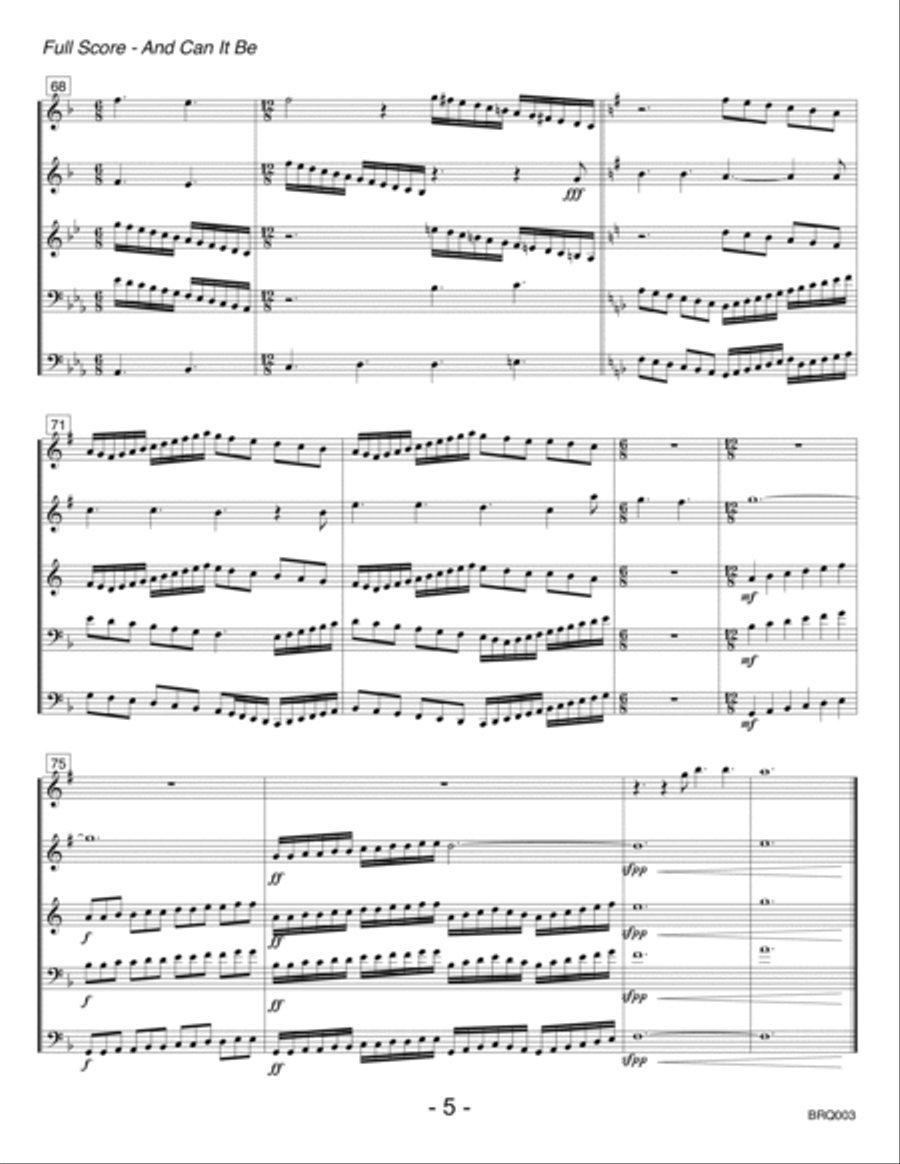 AND CAN IT BE - BRASS QUINTET (or Sextet) - unaccompanied Brass Quintet scores gallery preview page 5
