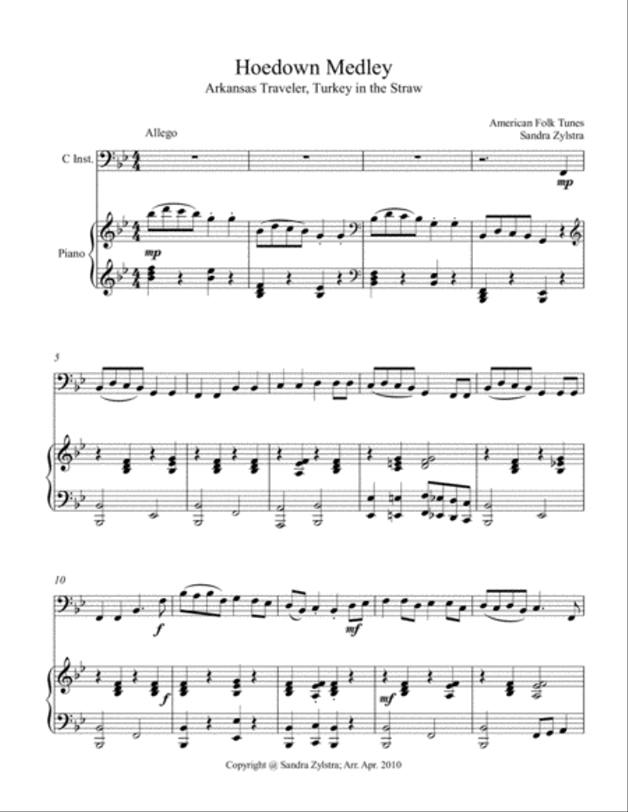 Hoedown Medley (bass C instrument solo) Small Ensemble scores gallery preview page 2