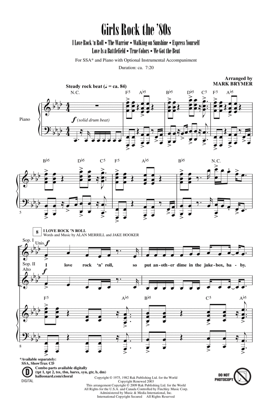 Girls Rock The '80s (Medley) SSA scores gallery preview page 1
