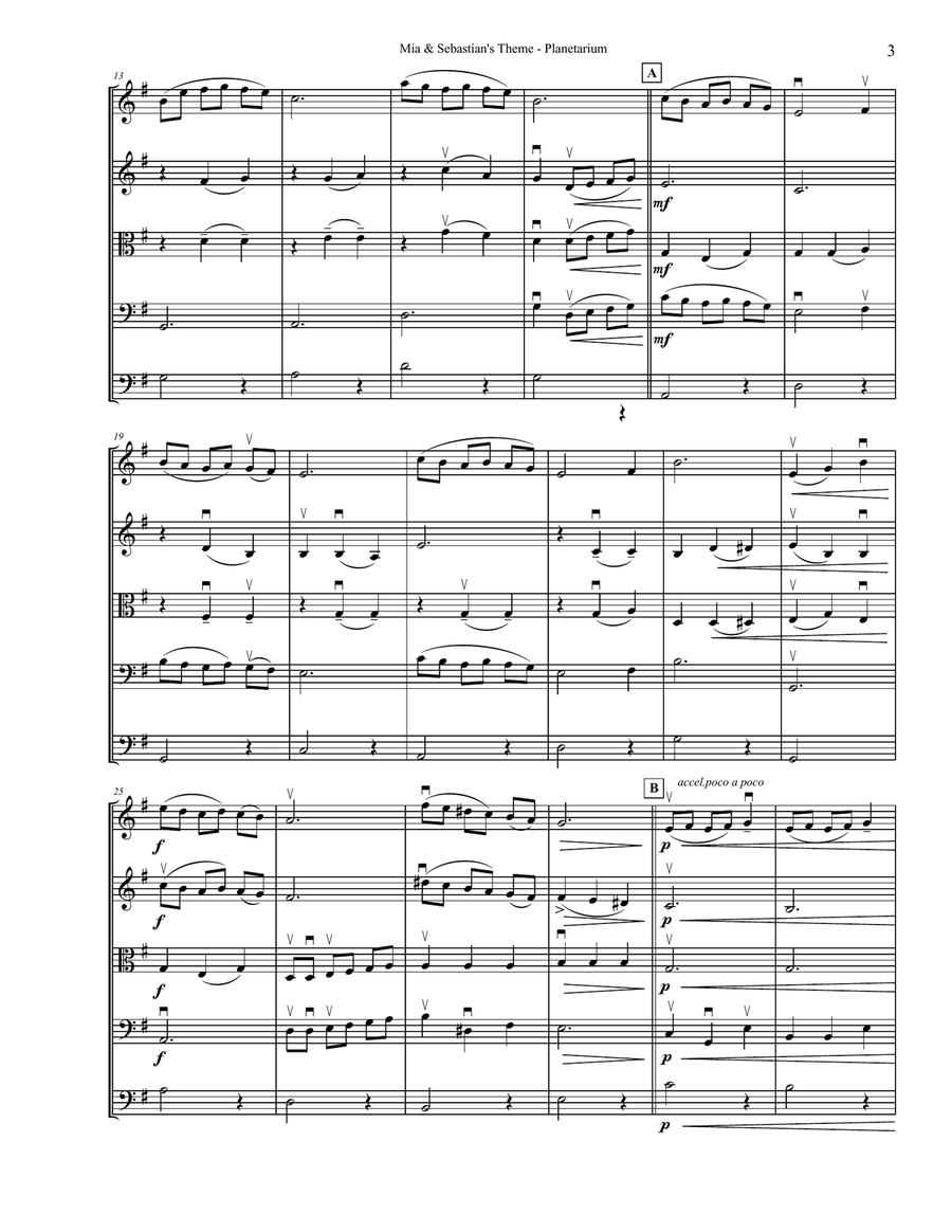 Mia & Sebastian's Theme String Orchestra scores gallery preview page 3