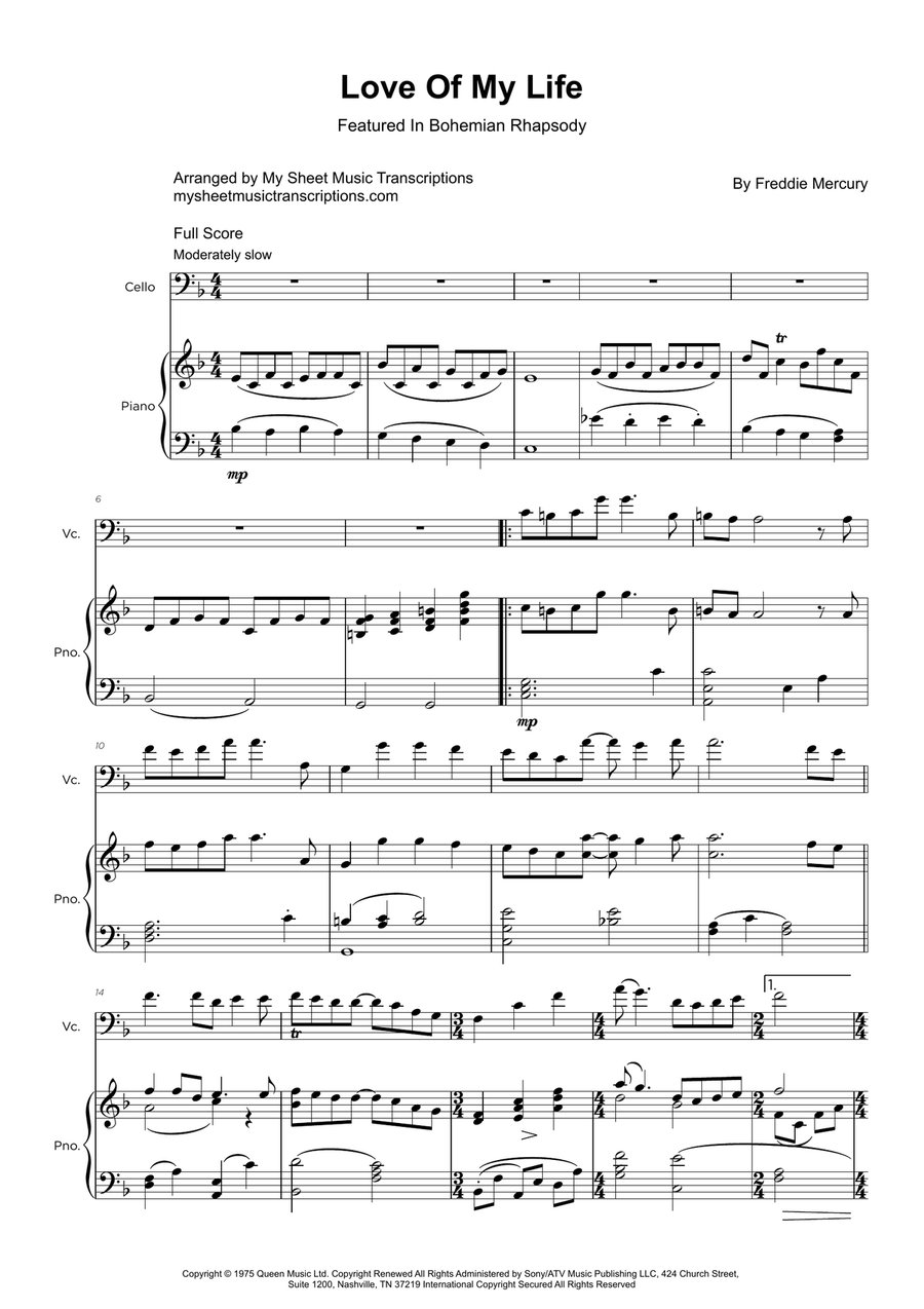 Love Of My Life Piano scores gallery preview page 1