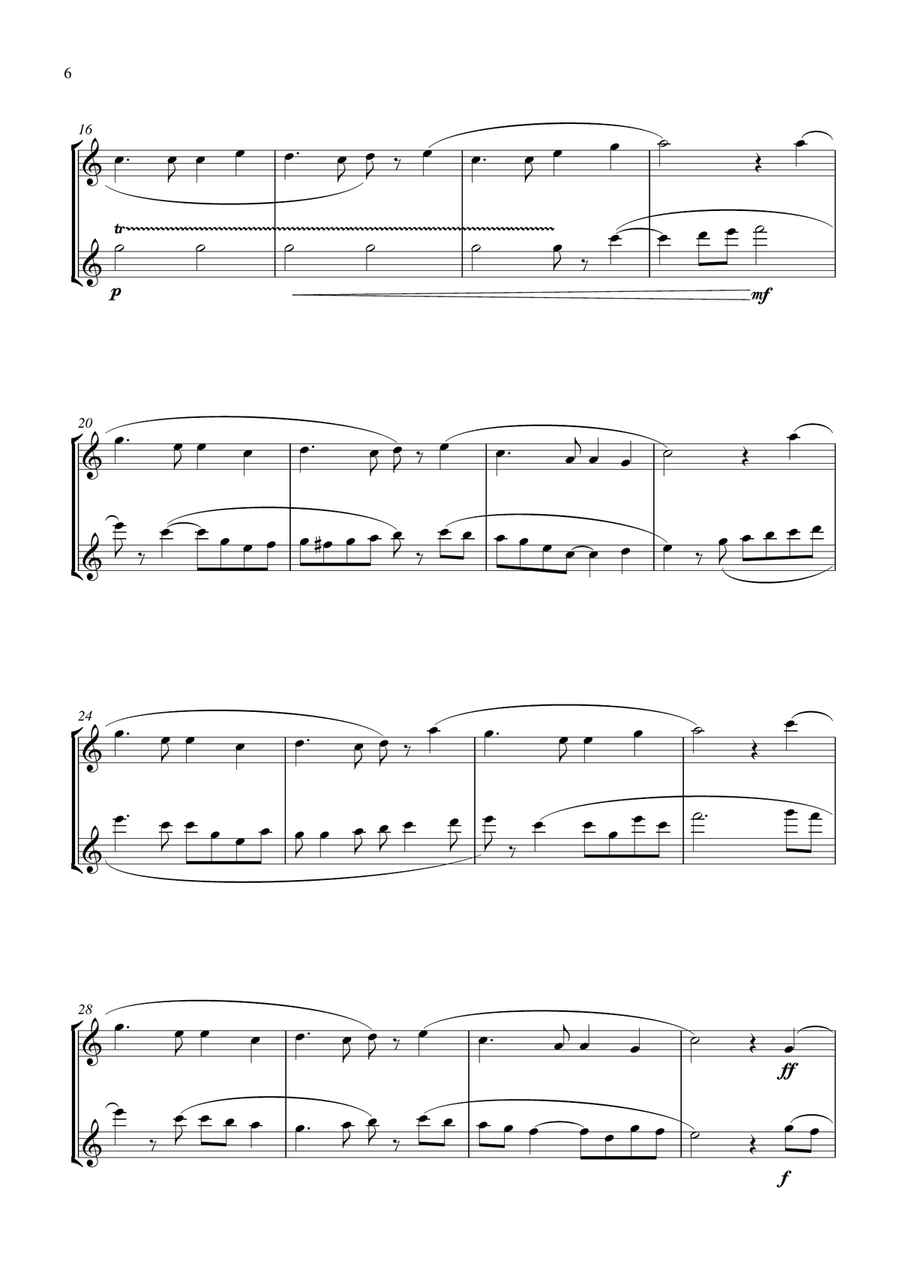 15 Popular Christmas Songs for Flute Duet (Suitable for beginning / intermediate flautists) Flute Duet scores gallery preview page 6