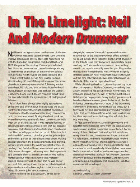 Modern Drummer Legends: Rush's Neil Peart