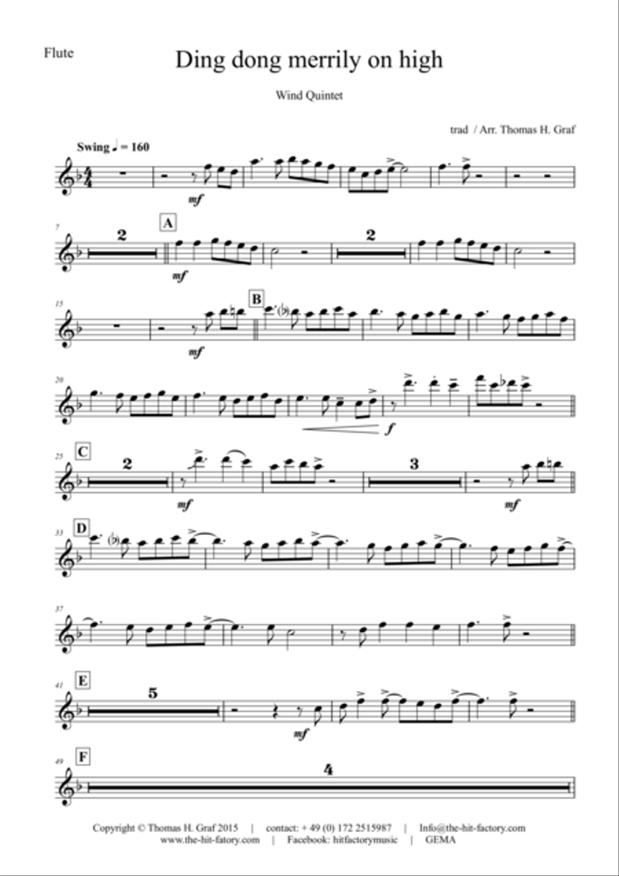 Ding dong merrily on high - Swing - Wind Quintet Woodwind Quintet scores gallery preview page 6
