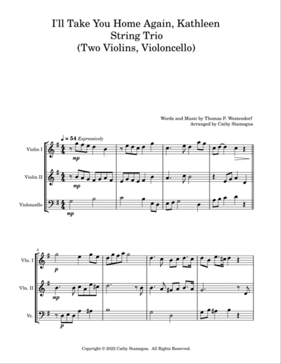 I’ll Take You Home Again, Kathleen (String Trio: Two Violins, Violoncello) String Trio scores gallery preview page 2