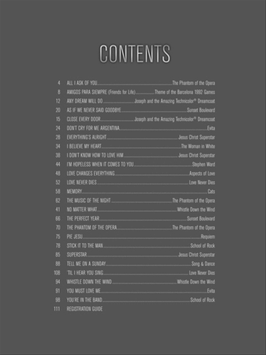 The Andrew Lloyd Webber Sheet Music Collection Electronic Keyboard scores gallery preview page 2