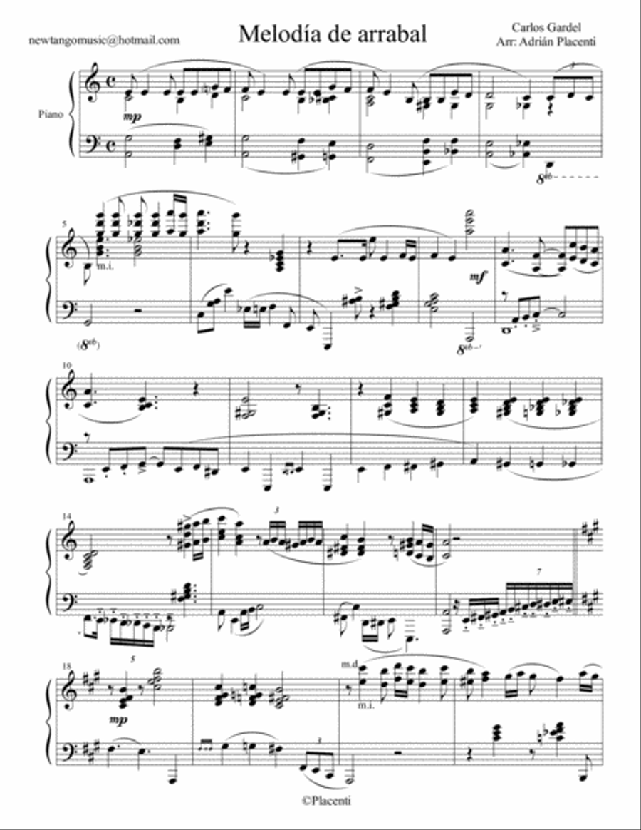 Melodía de Arrabal - Tango Piano Piano Solo scores gallery preview page 1