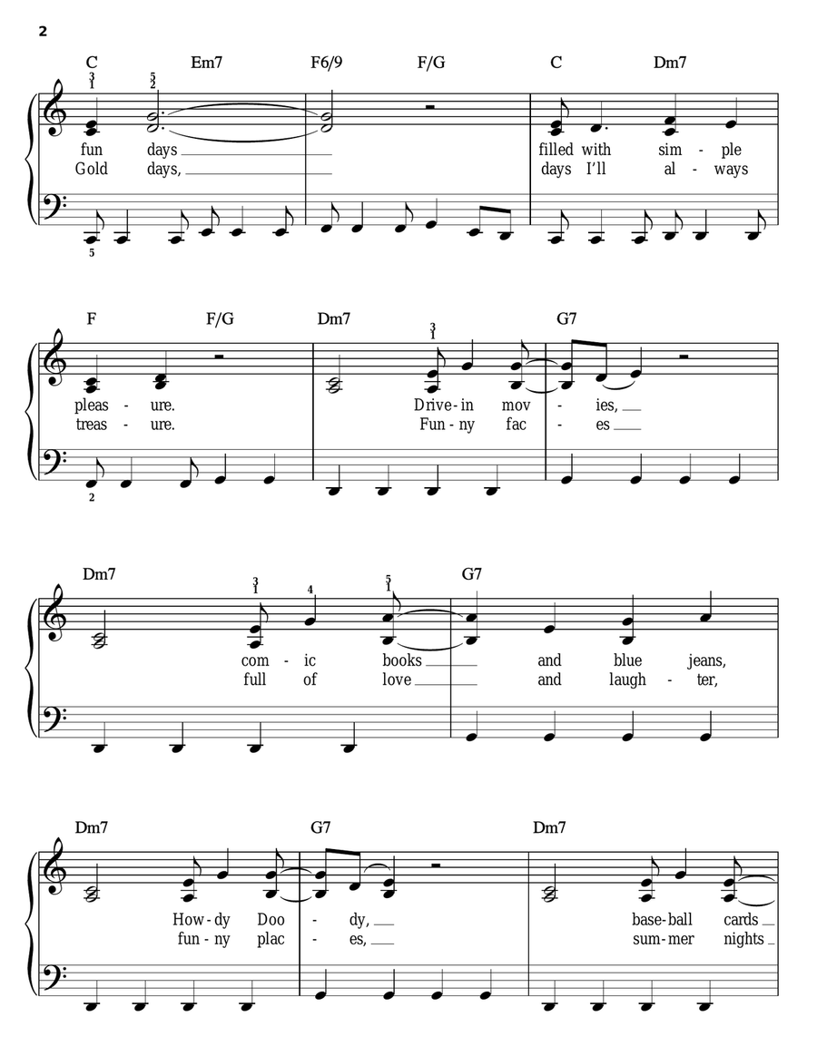 Old Days Easy Piano scores gallery preview page 2