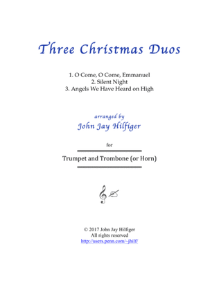 Book cover for Three Christmas Duos for Trumpet and Trombone
