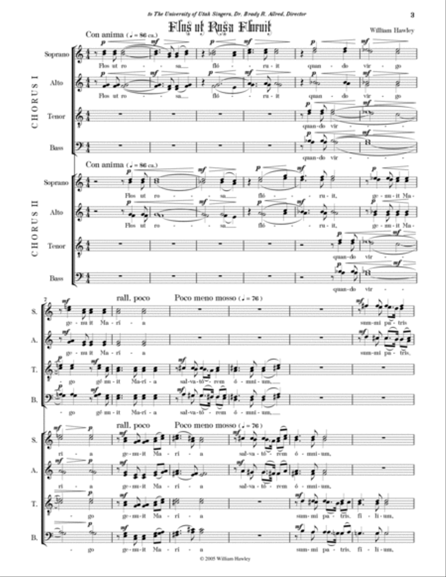 Flos ut Rosa Floruit (Double Mixed Chorus) 4-Part scores gallery preview page 3