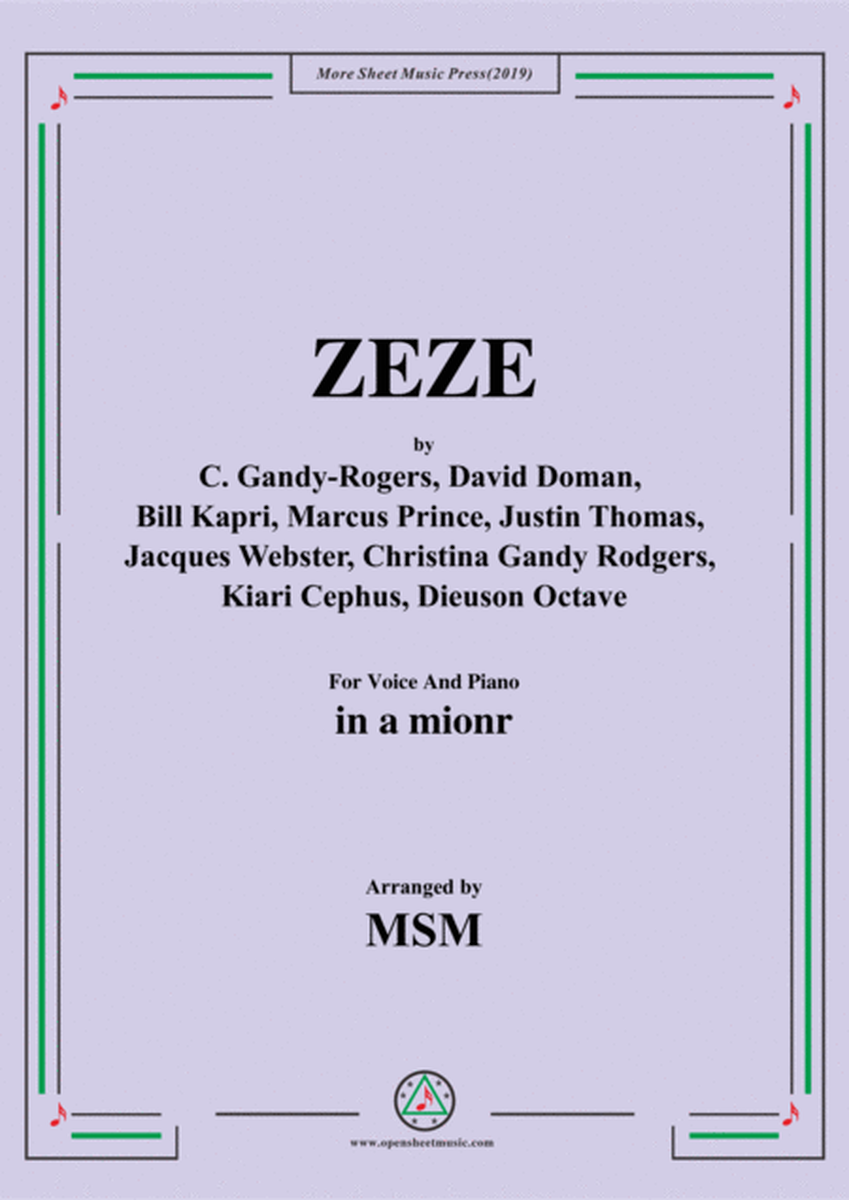ZEZE,in a mionr,for Voice And Piano