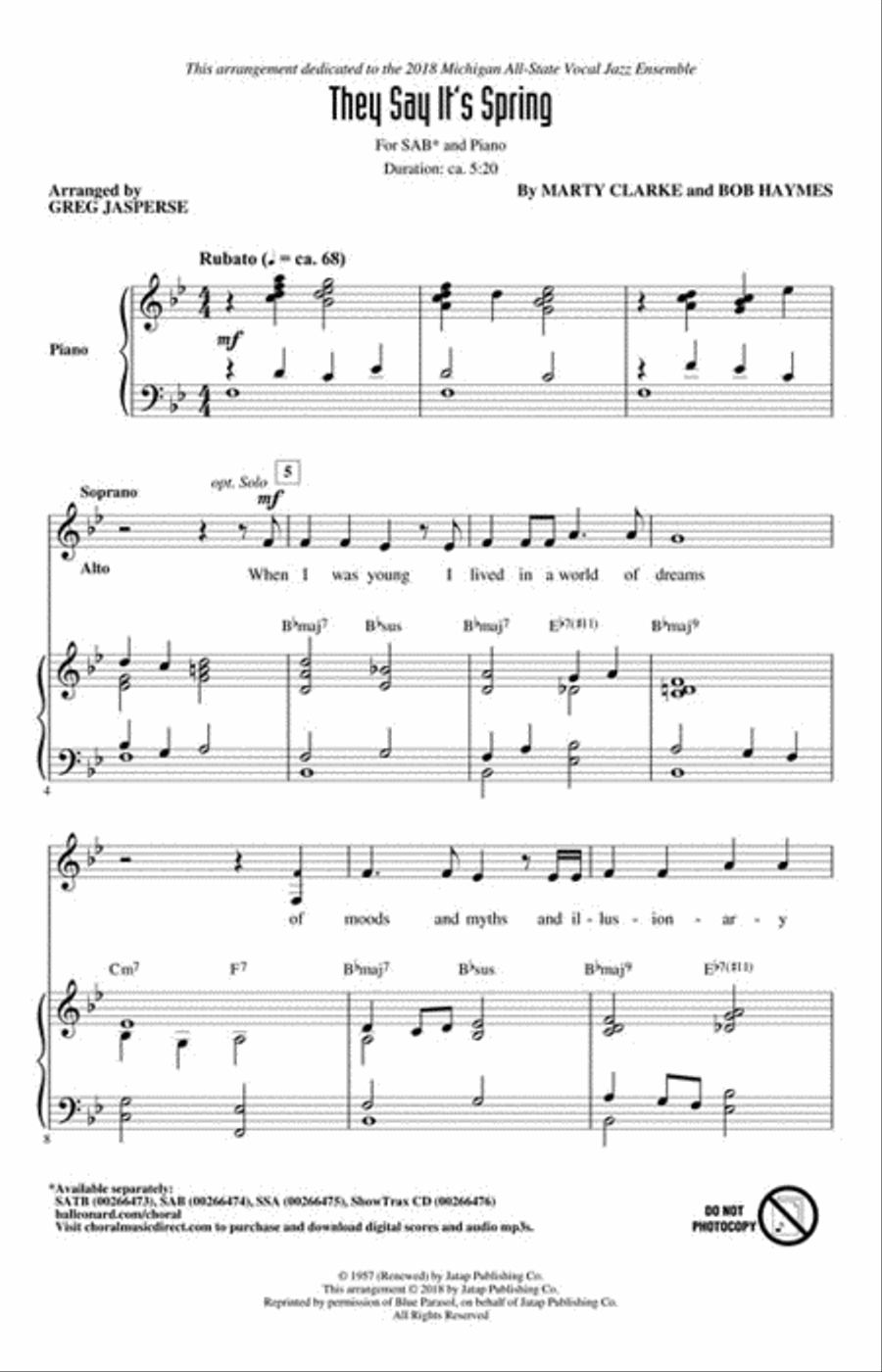 They Say It's Spring They Say It's Spring 3-Part scores gallery preview page 2