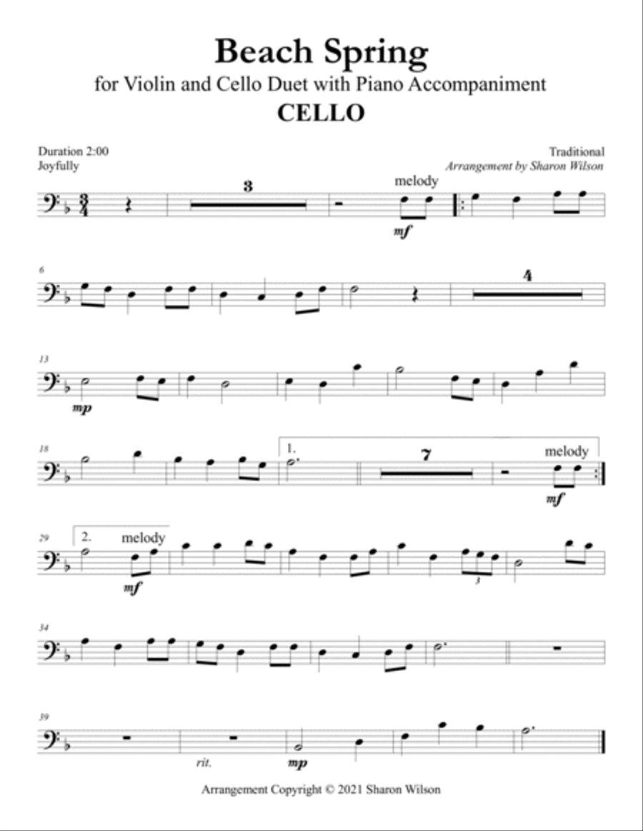 Beach Spring (for Violin and Cello Duet with Piano Accompaniment) Piano Trio scores gallery preview page 3