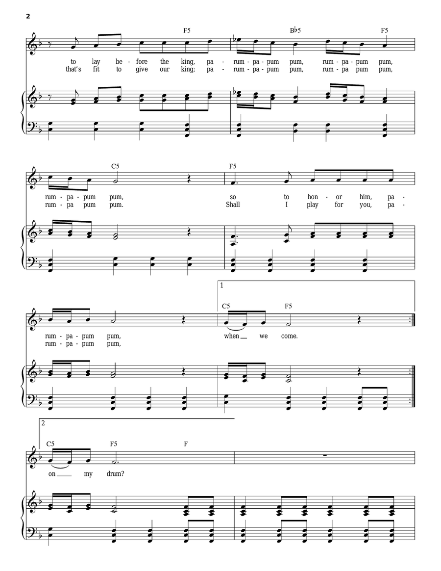The Little Drummer Boy Piano, Vocal scores gallery preview page 2