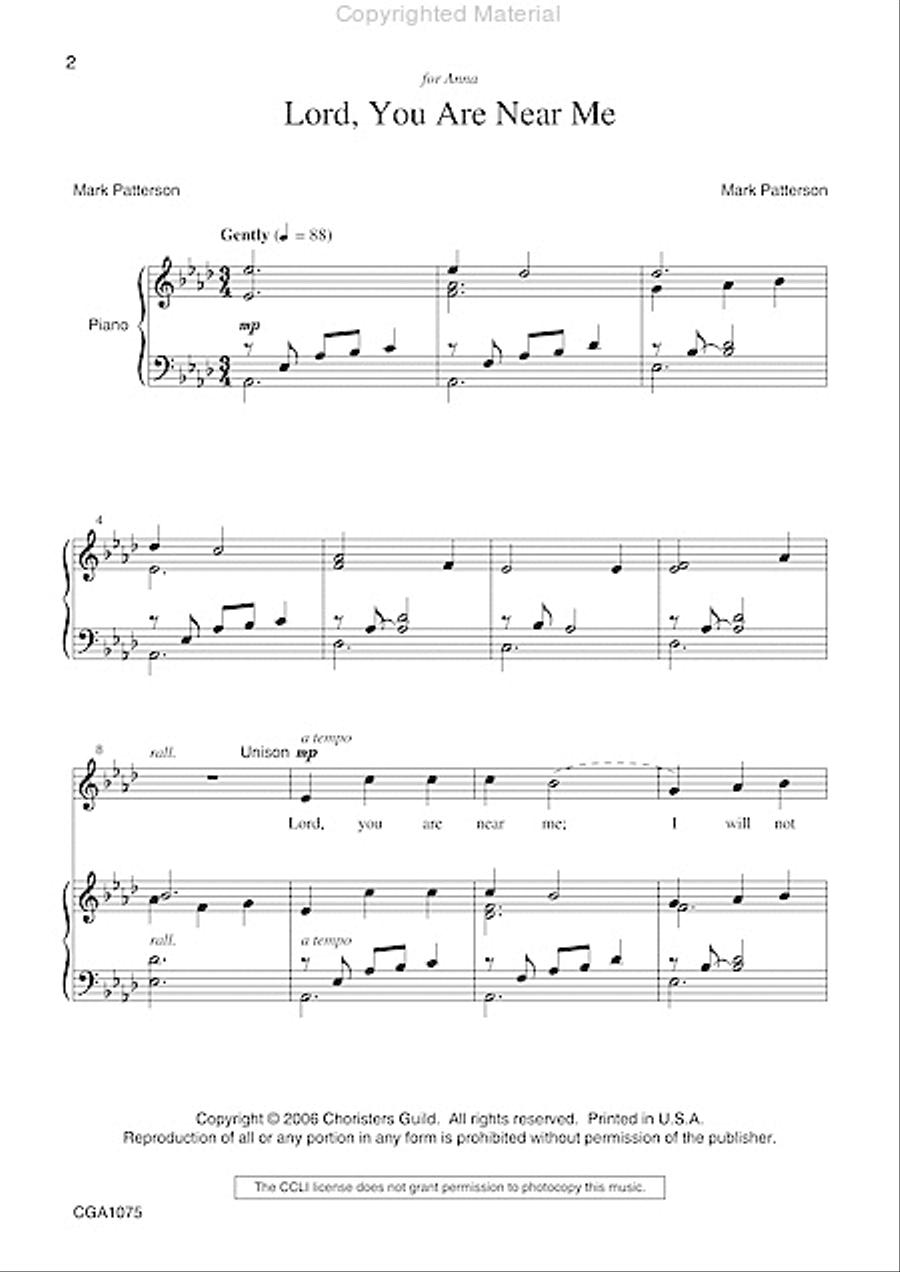 Lord, You Are Near Me Unison Choir scores gallery preview page 2