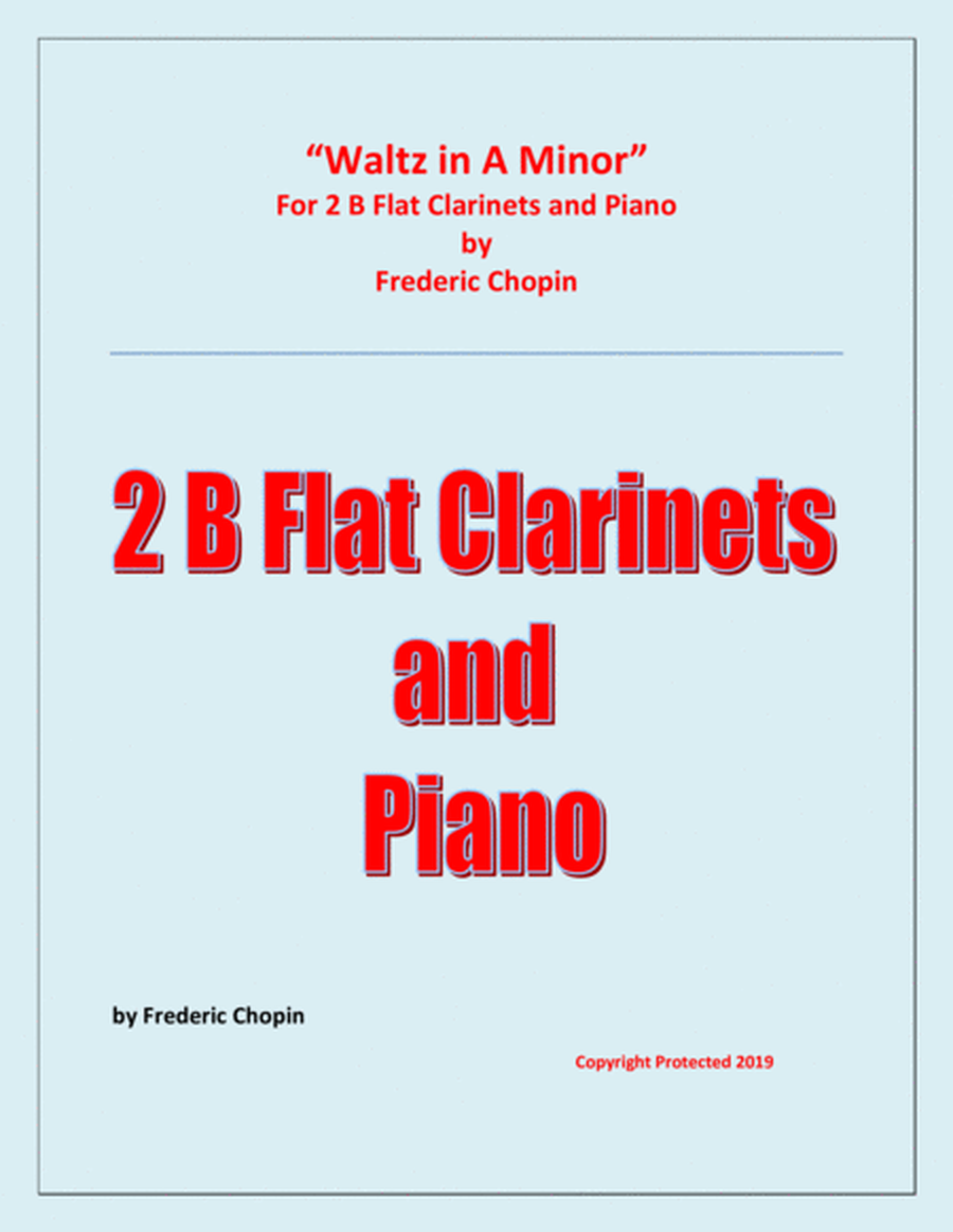 Waltz in A Minor (Chopin) - 2 B Flat Clarinets and Piano - Chamber music image number null