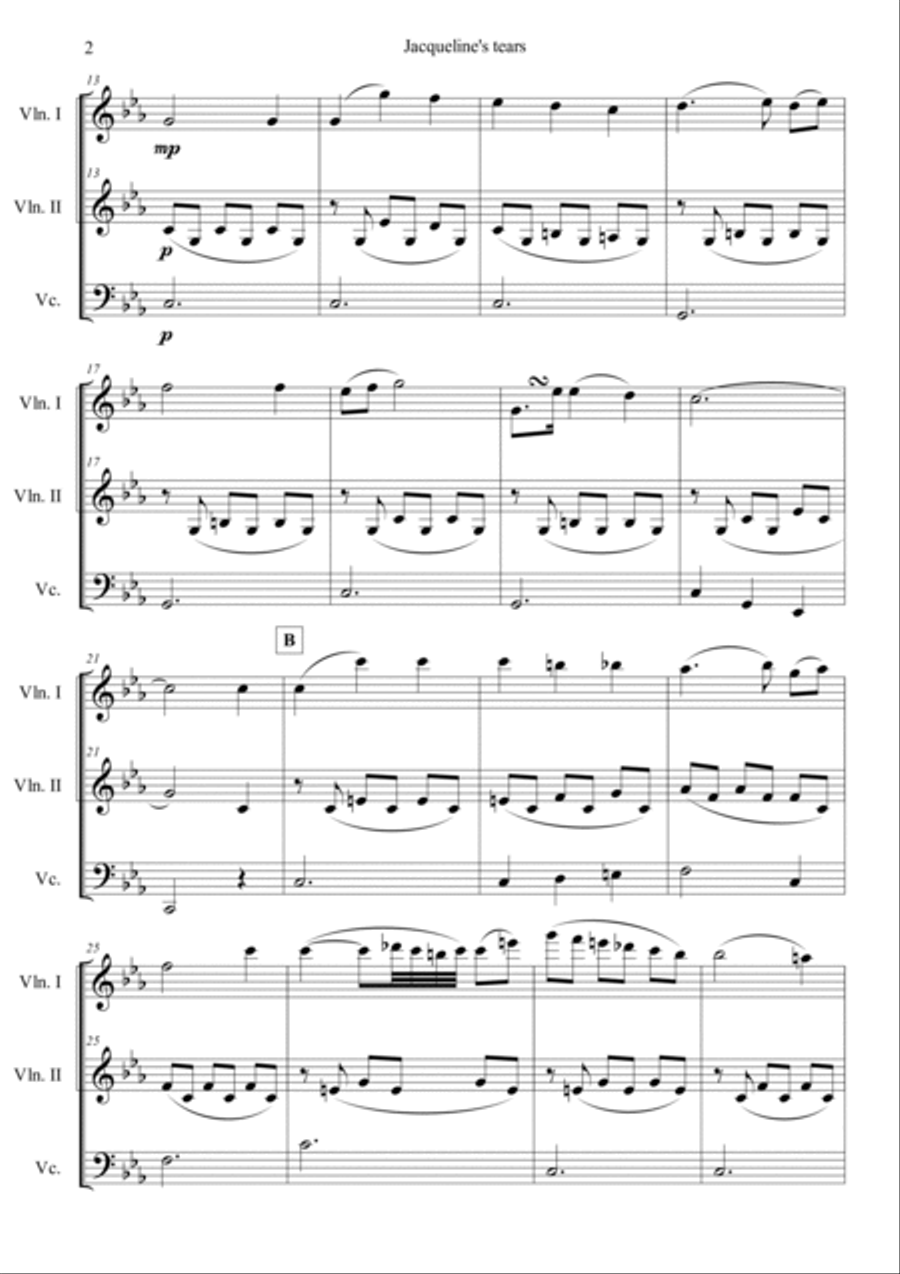Jacqueline's Tears String Trio scores gallery preview page 2