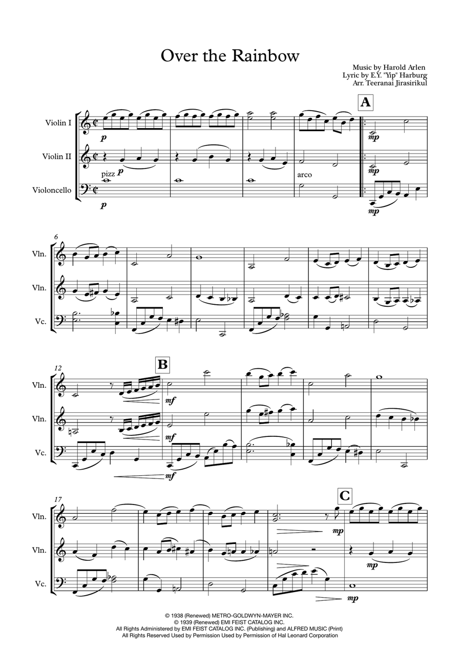 Over The Rainbow (from The Wizard Of Oz) String Trio scores gallery preview page 1