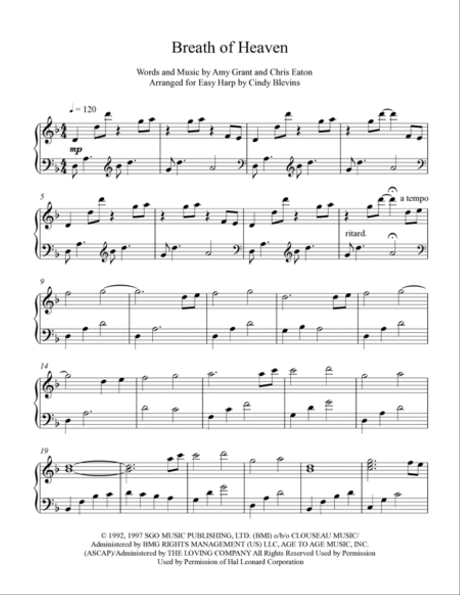 Breath Of Heaven (Mary's Song) Harp scores gallery preview page 2