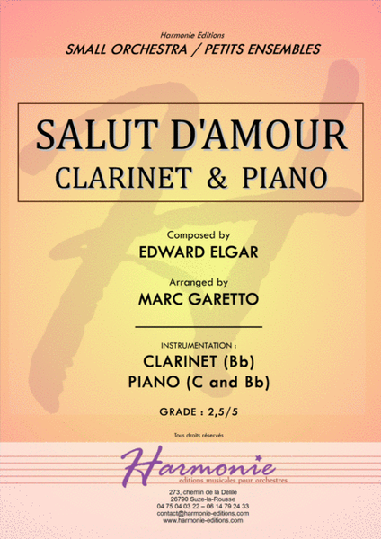 Salut d'Amour - LiebesGruss - EDWARD ELGAR - CLARINET and PIANO - Arrangement by Marc GARETTO image number null