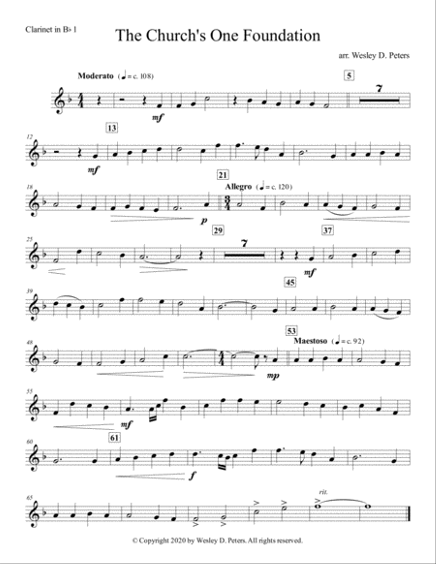 The Church's One Foundation (Clarinet Quartet) Clarinet Quartet scores gallery preview page 1