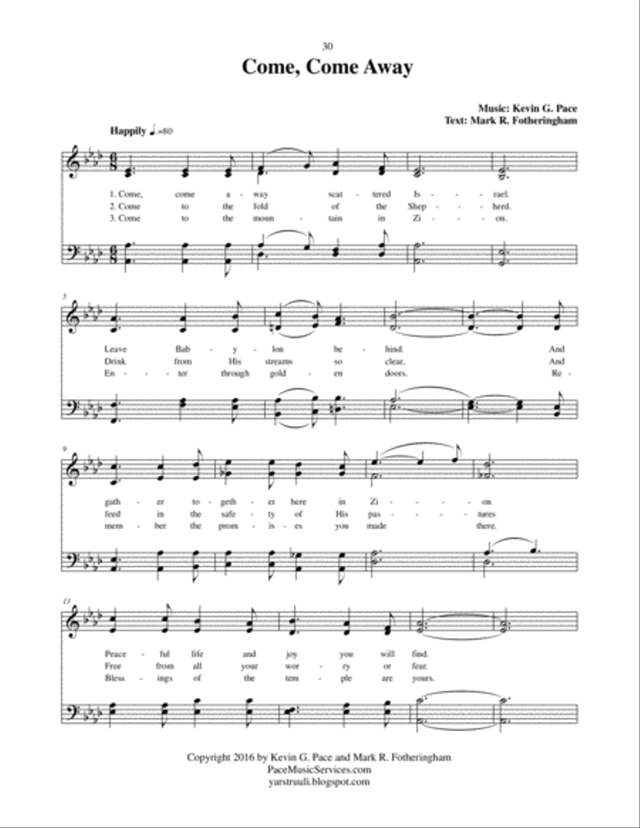Come, Come Away - an original hymn Come, Come Away - an original hymn 4-Part scores gallery preview page 2