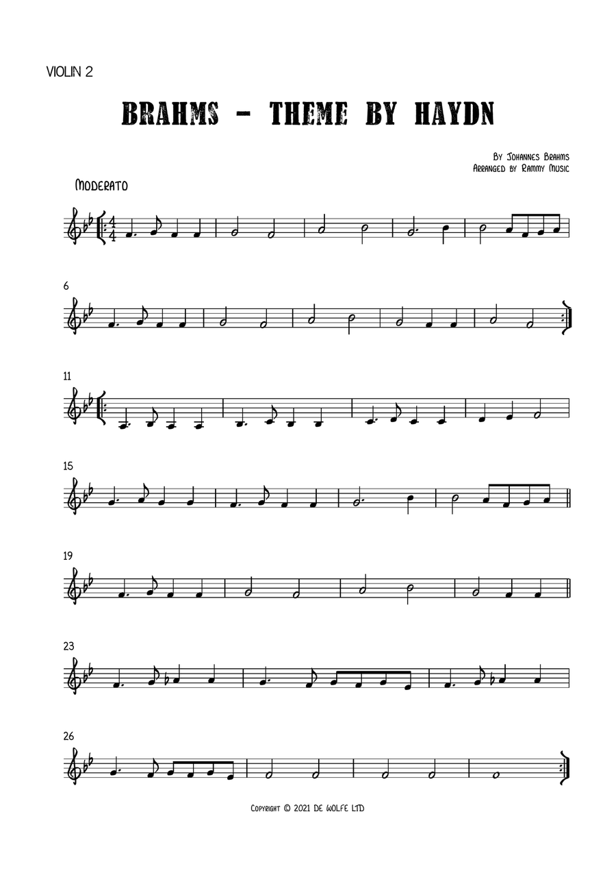 Variations And Fugue On A Theme By Haydn, Op. 56a - Theme - String Quartet scores gallery preview page 2