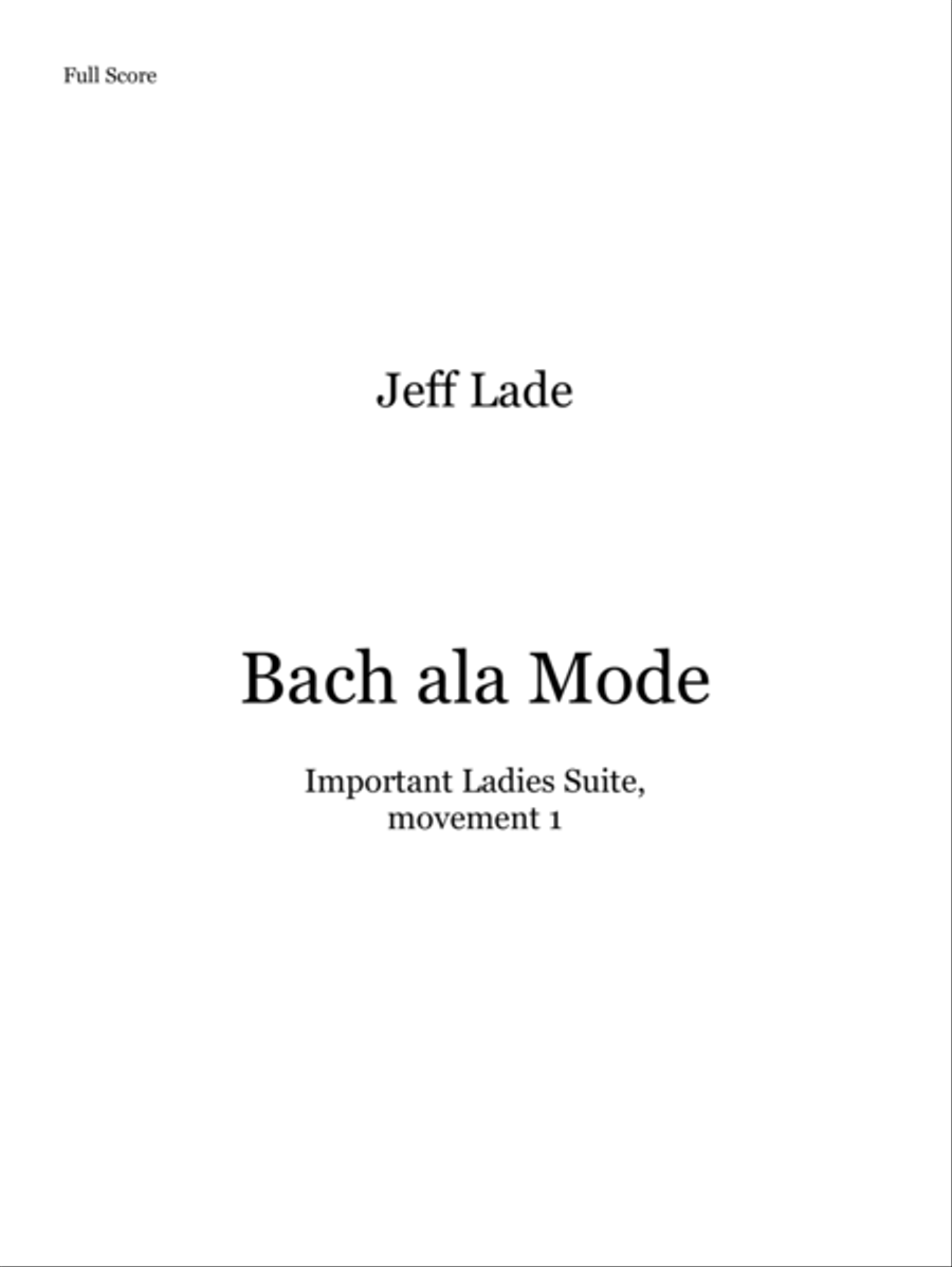 Bach Ala Mode Bach Ala Mode Piano Solo scores gallery preview page 1