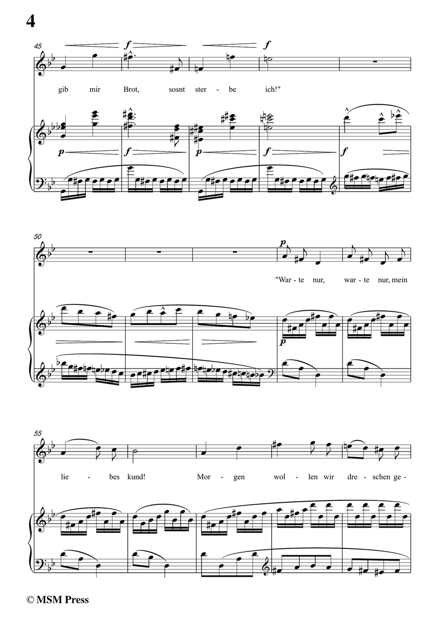 Mahler-Das irdische Leben in B flat Major,for Voice and Piano Piano, Vocal scores gallery preview page 6