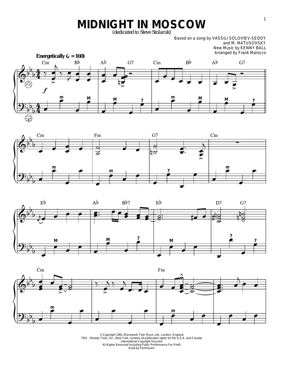 Midnight In Moscow Piano scores gallery preview page 1