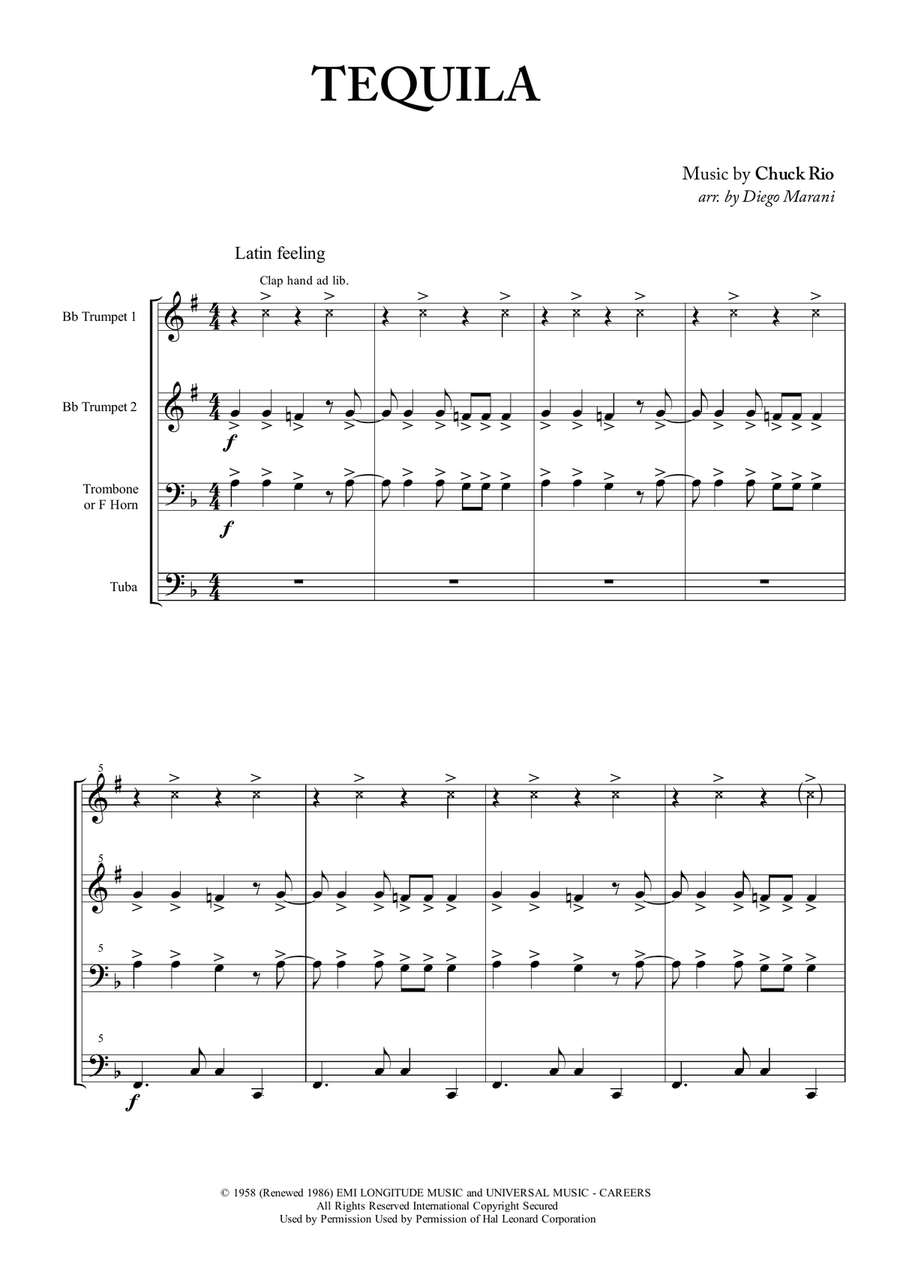 Tequila Brass Ensemble scores gallery preview page 1