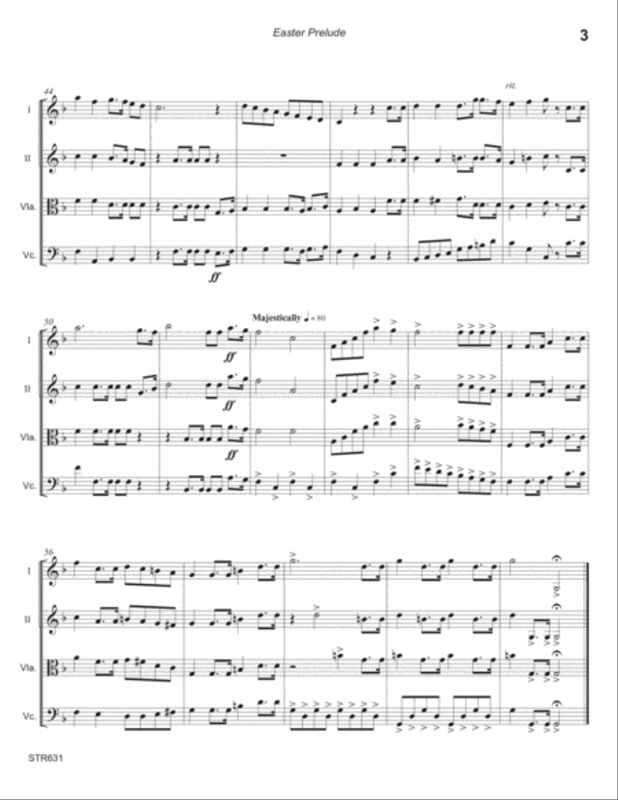 EASTER PRELUDE - String Quartet - unaccompanied (Grade 3) String Quartet scores gallery preview page 3