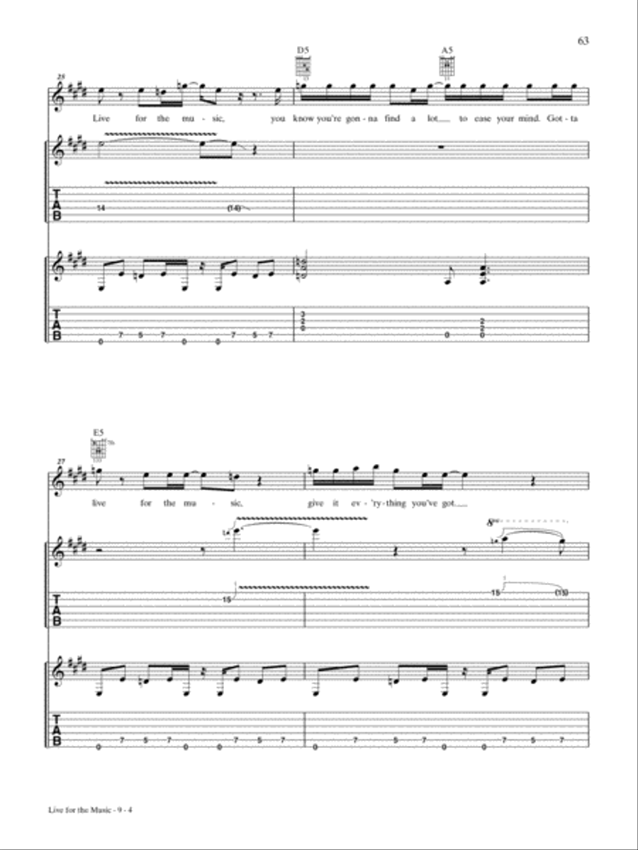 Live for the Music Guitar Tablature scores gallery preview page 4