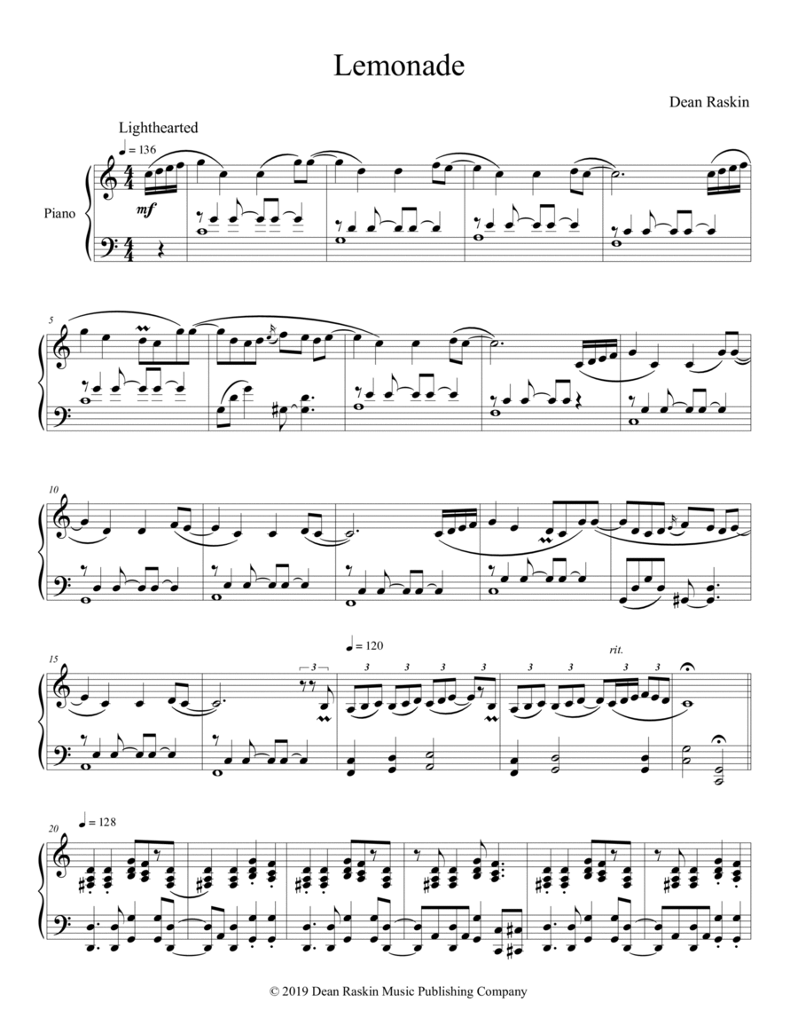 Lemonade Piano Solo scores gallery preview page 1