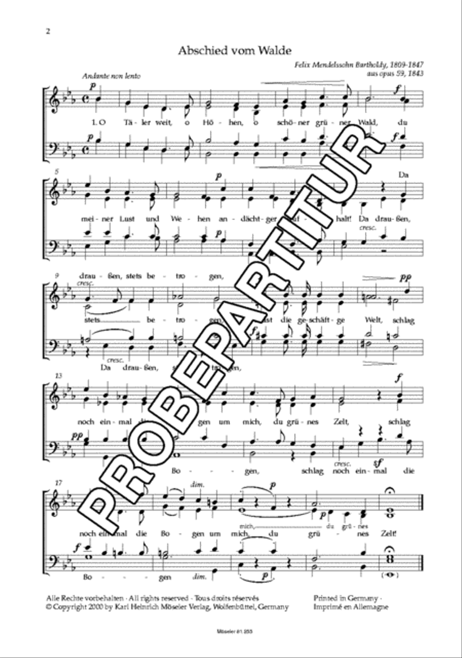 Des Abends / Erlaube mir / Abschied vom Walde 4-Part scores gallery preview page 3