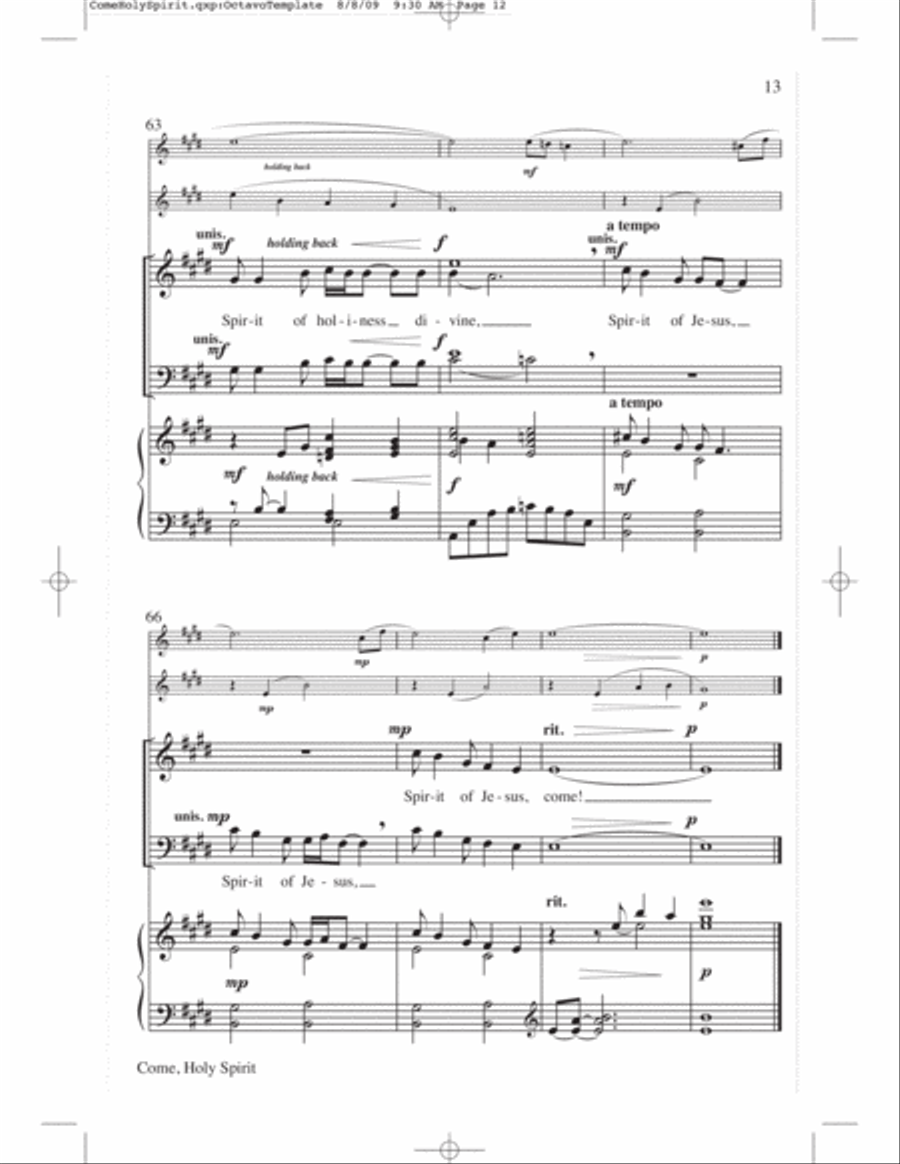 Come, Holy Spirit - SATB 4-Part scores gallery preview page 13
