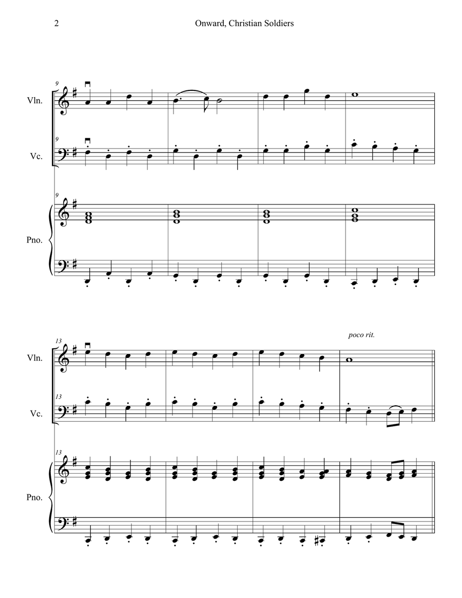 Onward Christian Soldiers (Violin and Cello Duet with Piano Accompaniment) Piano Trio scores gallery preview page 2