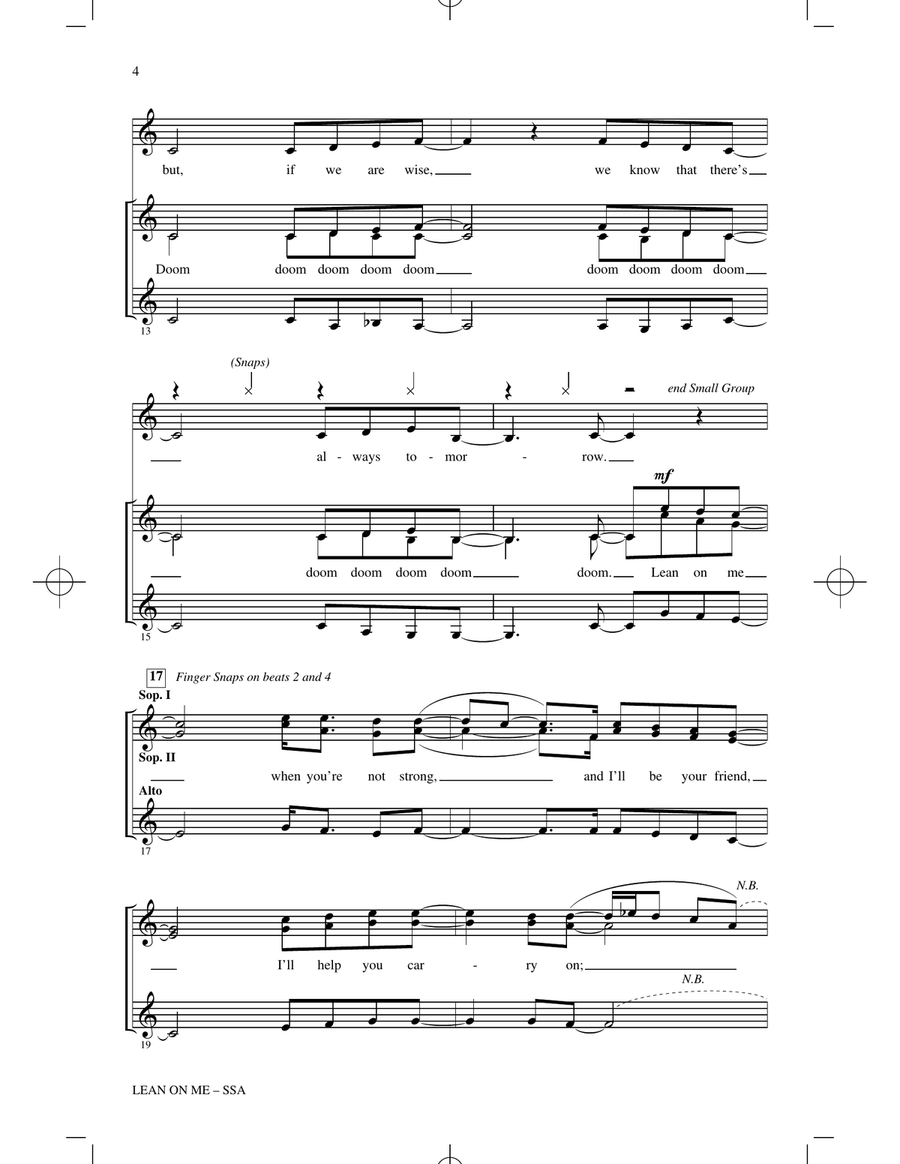 Lean On Me (arr. Mac Huff) SSA scores gallery preview page 3