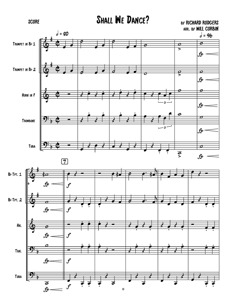 Shall We Dance? Brass Quintet scores gallery preview page 1